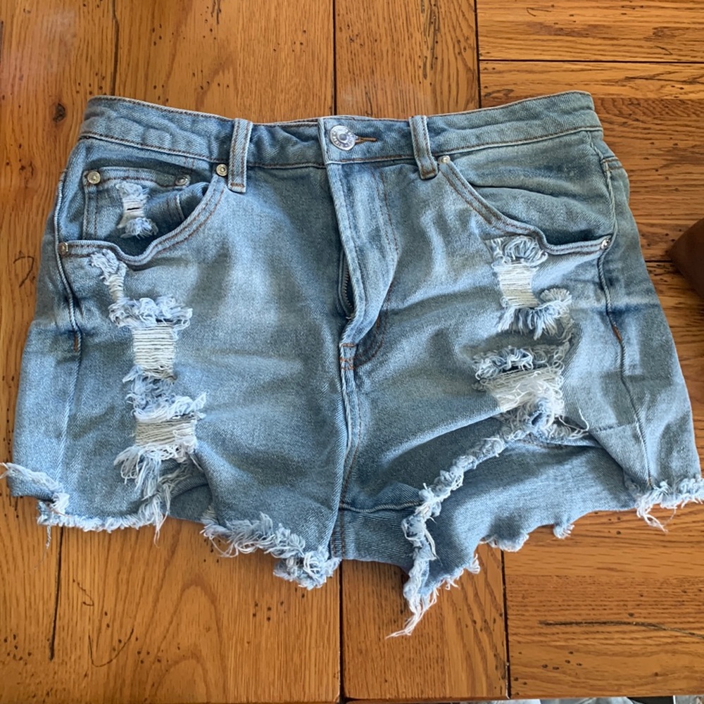 Ripped jean shorts